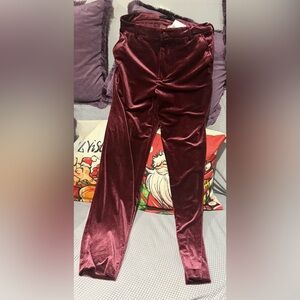 Jaywalker Pants Mens Red Velvet Suiting Dress Tapered Lined Velvet Burgundy